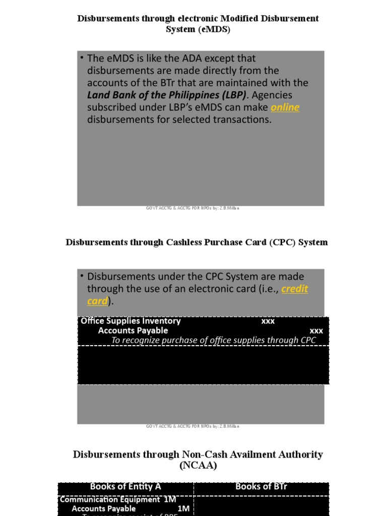 eMDS Overview for Land Bank Disbursements | PDF | Receipt | Payments