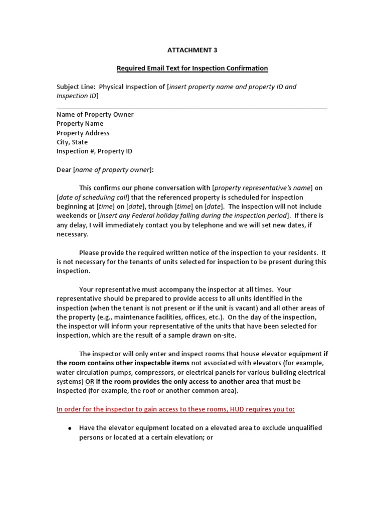 Inspection Confirmation Email Template | PDF | Elevator | Occupational ...