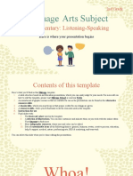 Language Arts Subject For Elementary - 2nd Grade - Listening - Speaking by Slidesgo