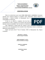 Certification: Custodio Castro Elementary School