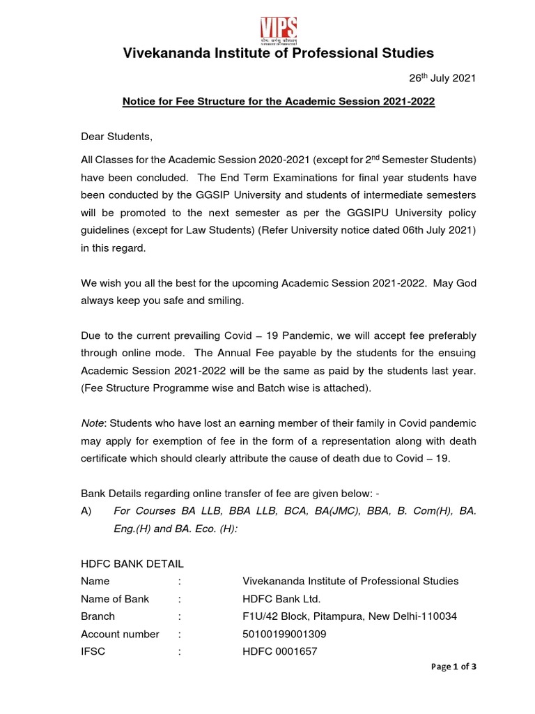 Notice Regarding Fee For 21 22 Final 3 58 1 Pdf Fee