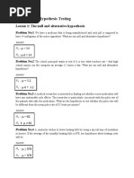 MODULE 7: Hypothesis Testing: Lesson 1: The Null and Alternative Hyposthesis