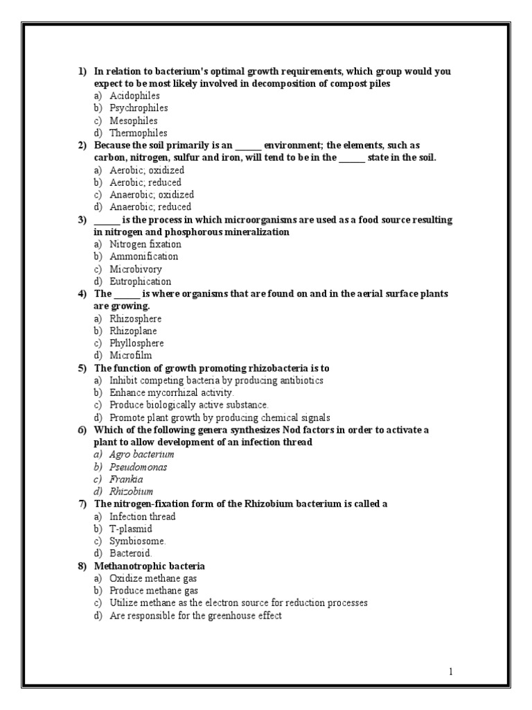 Mcq Microbiology Pdf Bacteria Microorganism