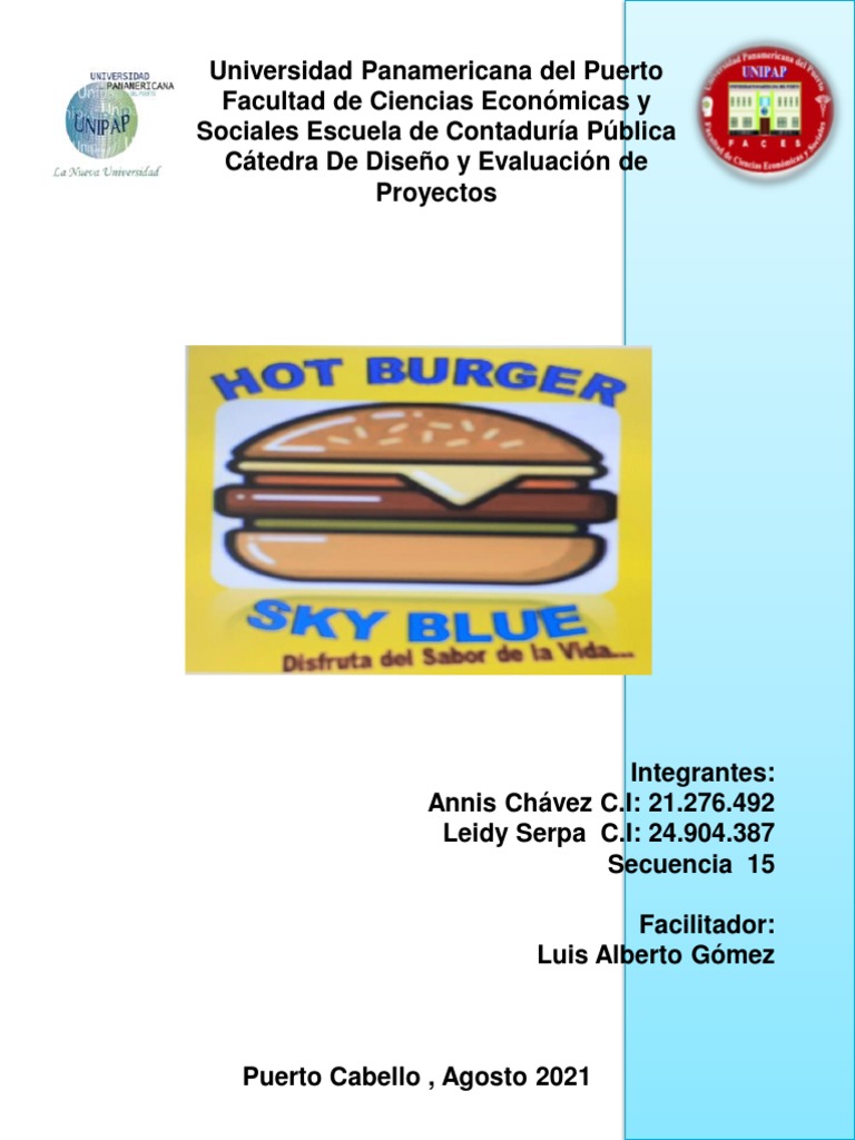 Plan de Negocios para Hot Burger Sky Blue | PDF | Marketing | Pancho