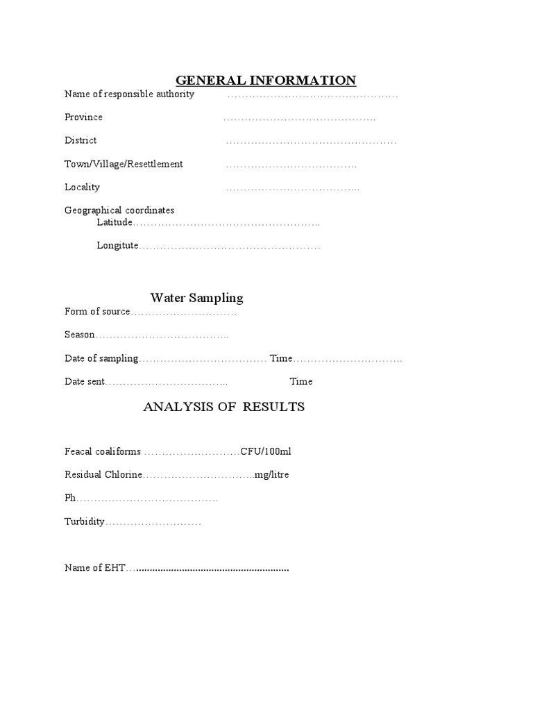 Borehole Inspection Form PDF Hydrology Environmental Science