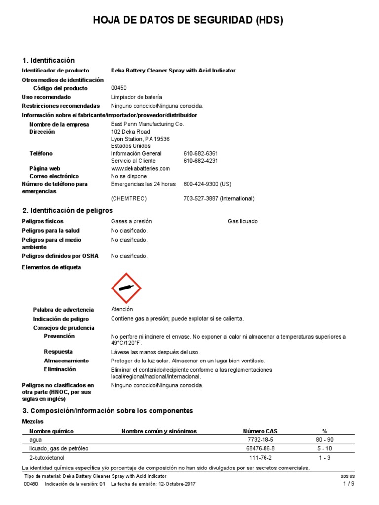 MSDS Baterias DK Solar | PDF | Toxicología | Agua