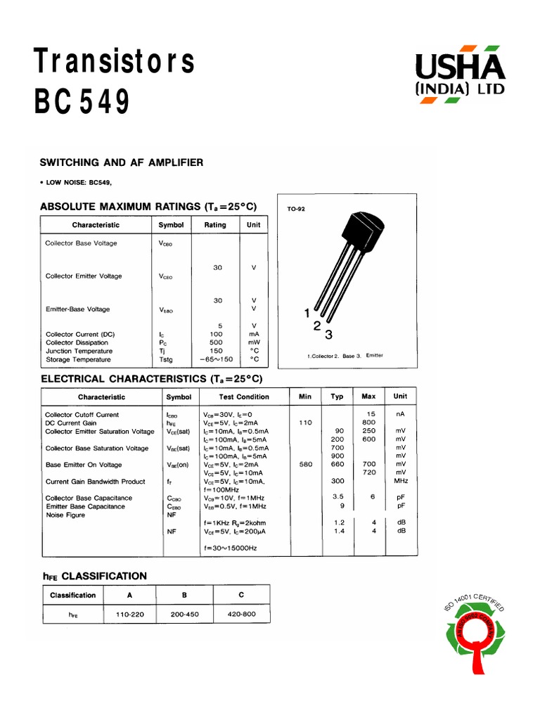 BC549 | PDF | Technology & Engineering
