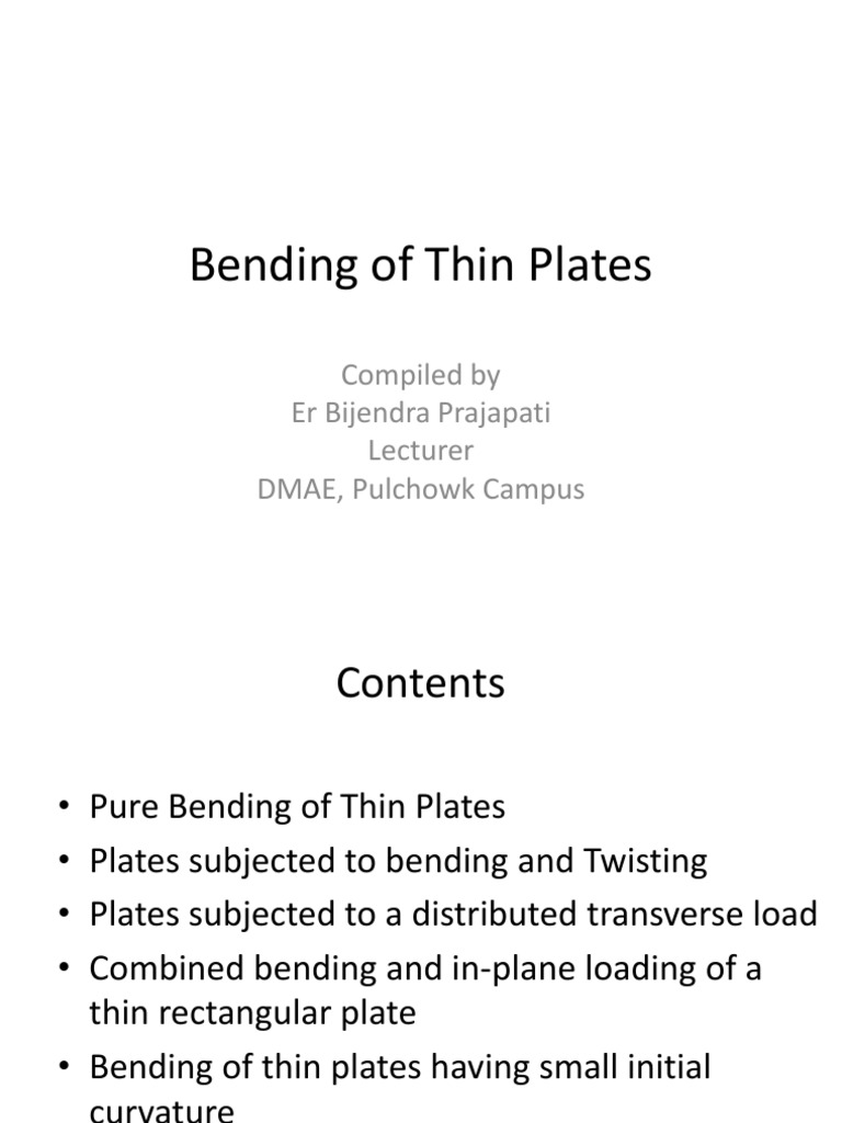 Bending of Thin Plates | PDF | Bending | Mechanics