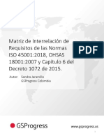 Matriz de Inter Relacion ISO45001 OHSAS18001 DEC 1072 2015