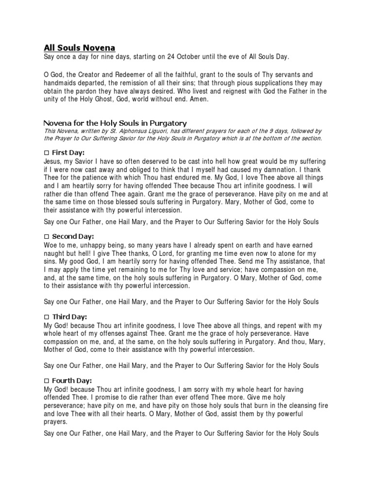 Novena For The Holy Souls in Purgatory | PDF | Purgatory | Lord's Prayer