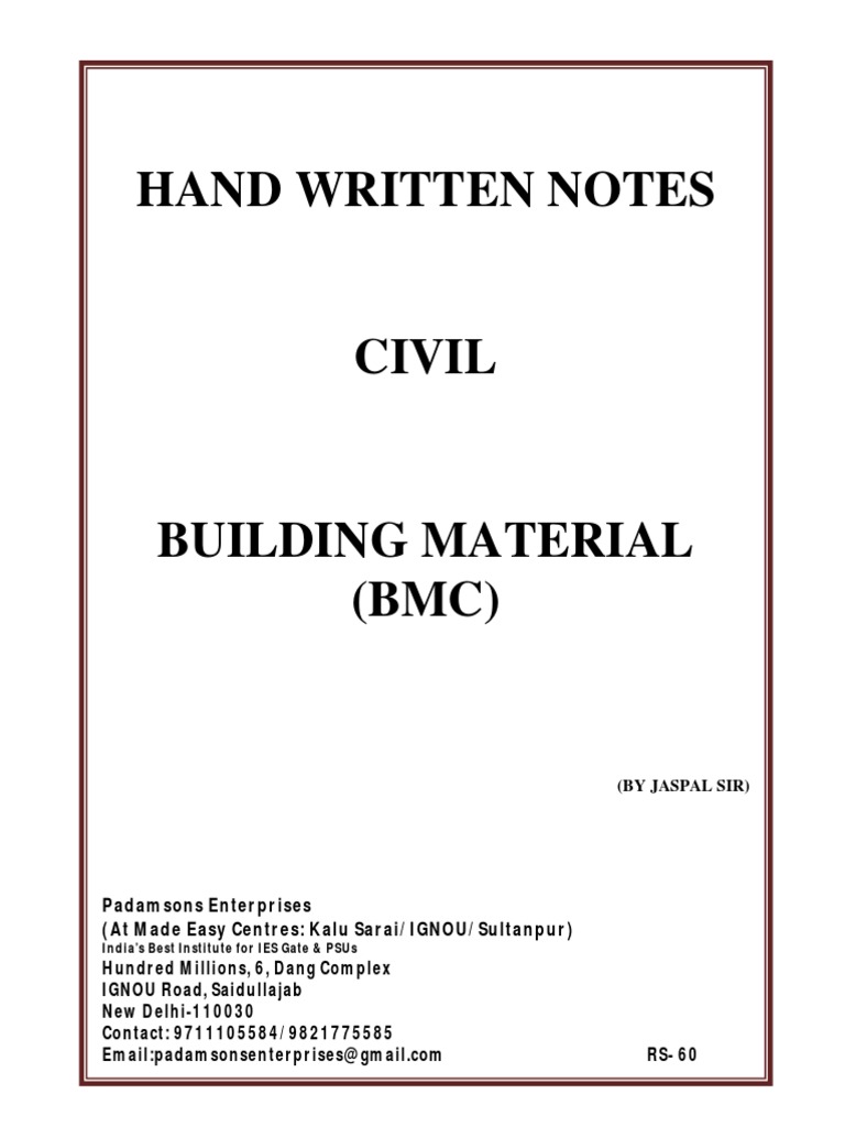 BMC Civil Engineering Notes by Jaspal Sir | PDF | Career & Growth ...