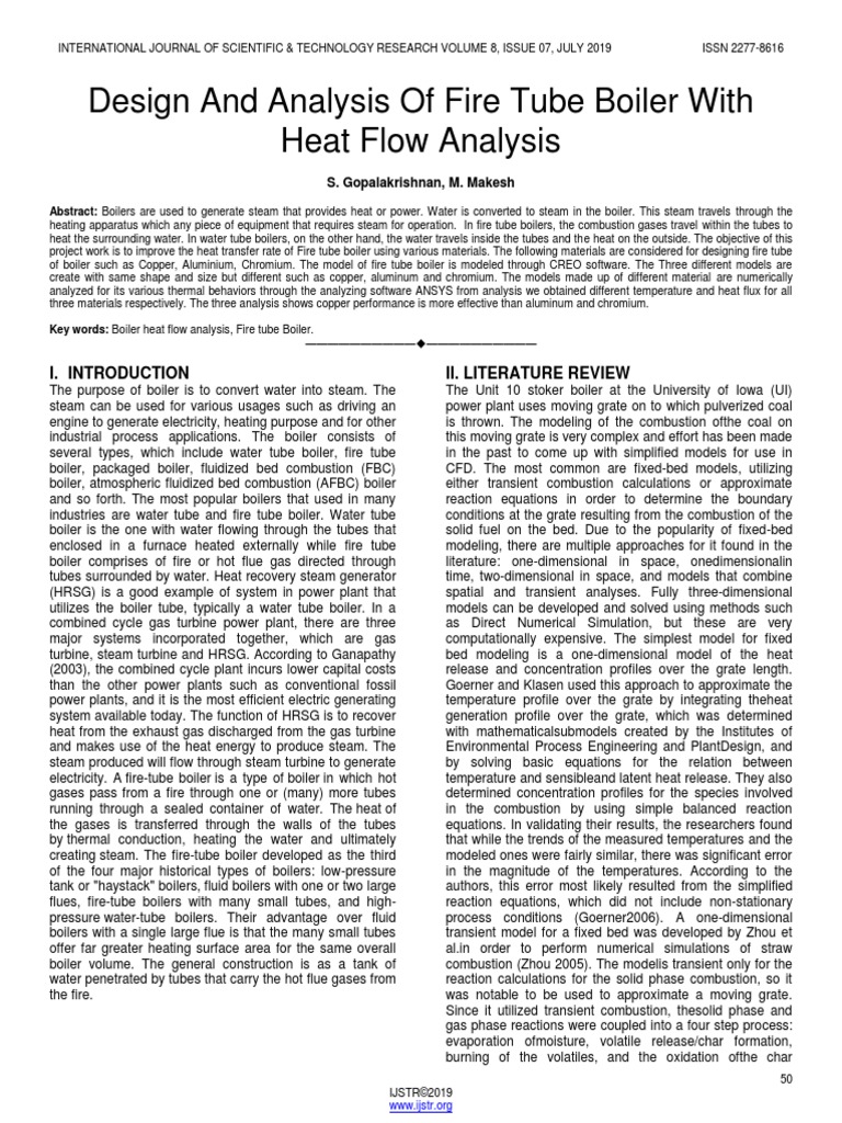 Design and Analysis of Fire Tube Boiler With Heat Flow Analysis PDF