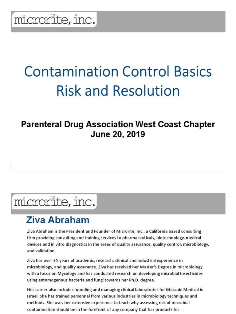 Contamination Control Basics Risk and Resolution | PDF | Verification ...