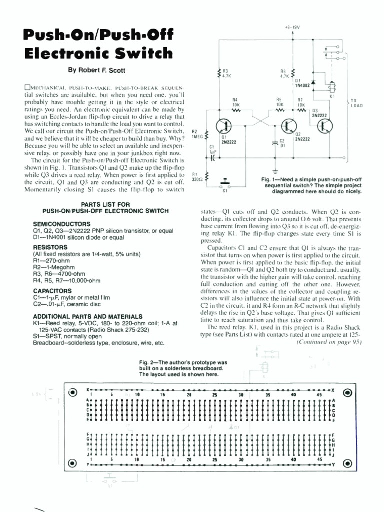 Push On-Off Electronic Switch | PDF | Switch | Relay