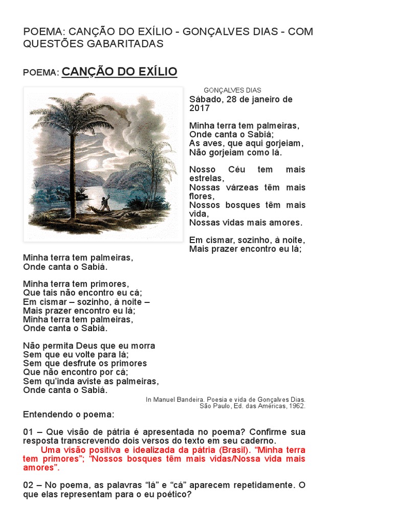 Análise do Poema "Canção do Exílio" | PDF | Poesia | Romantismo