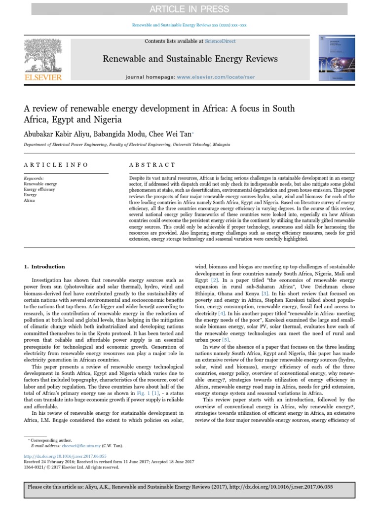 Review of Renewable Energy Development in Africa | PDF | Solar Power ...