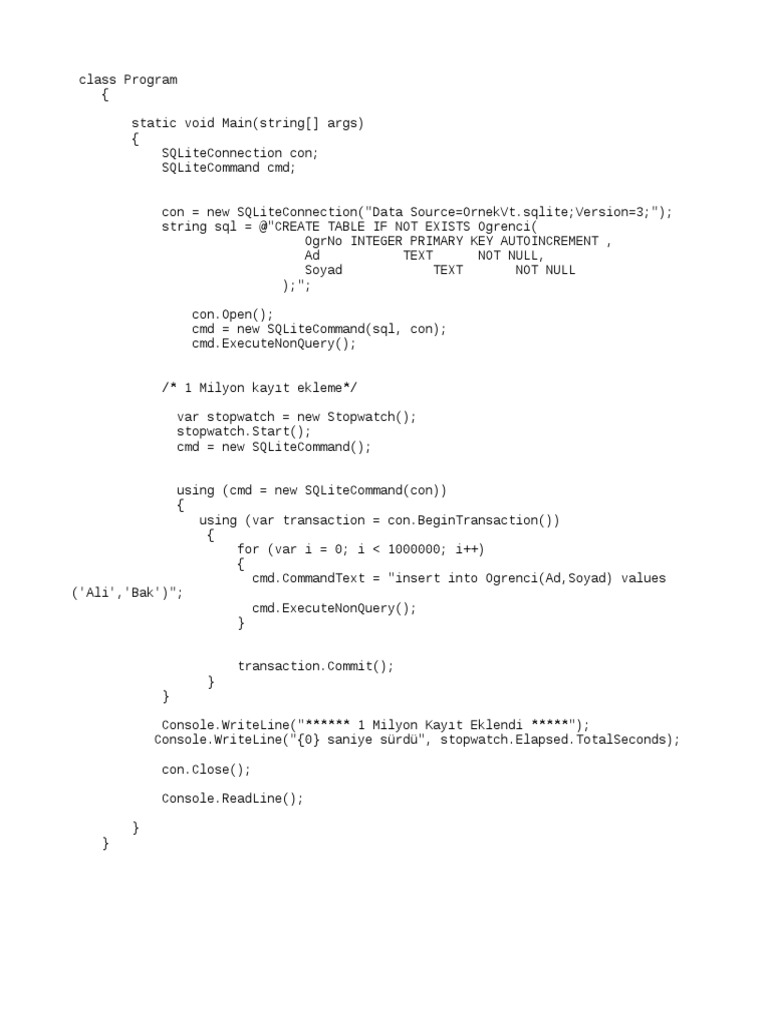 Adding 1 million records to sqlite database in c bulk insert records