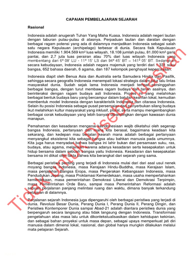 Capaian Pembelajaran Sejarah Pdf