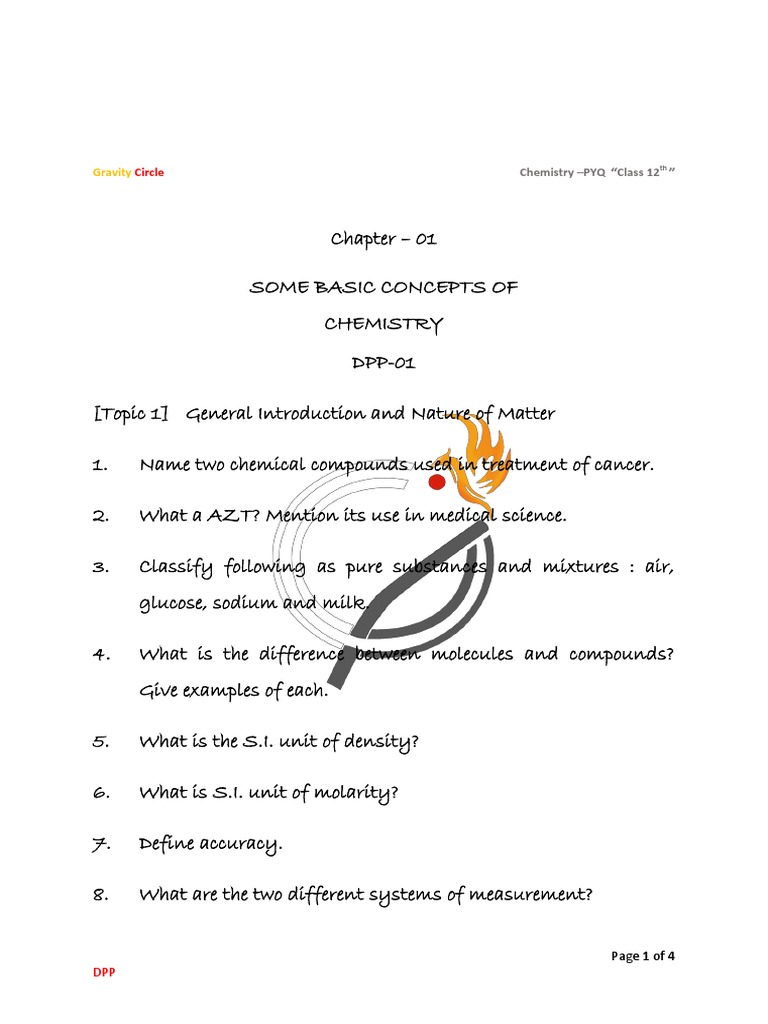 Class 11th Chapter 1 Topic 1 Paper | PDF | Chemistry | Chemistry