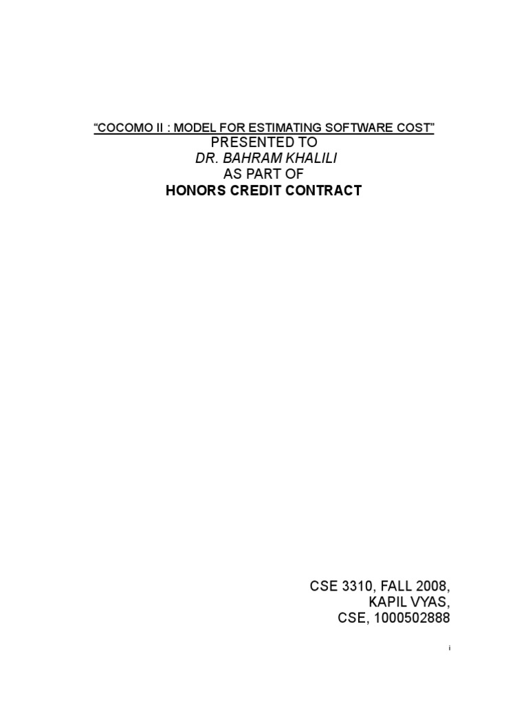 COCOMO II: Software Cost Estimation Model | PDF | Areas Of Computer ...