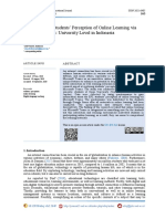 Exploring EFL Students' Perception of Online Learning Via Microsoft Teams: University Level in Indonesia