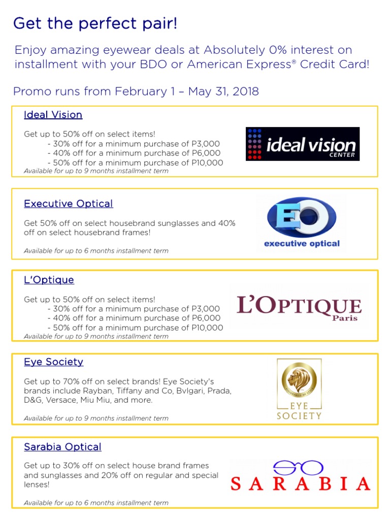 Eyewear Promotions and Discounts 2018 | PDF | Business | Finance ...