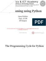 Programming Using Python: Amey Karkare Dept. of CSE IIT Kanpur