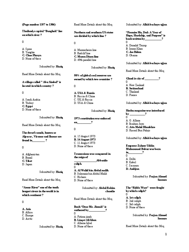 General Knowledge MCQs Collection | PDF | Stars | African Development Bank