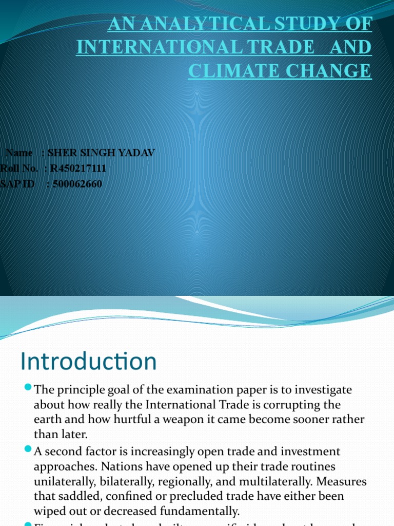 Trade's Impact on Climate Change Analysis | PDF | International Trade ...