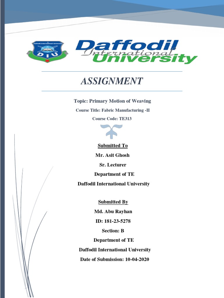 Primary Motion of Weaving PDF Loom Weaving