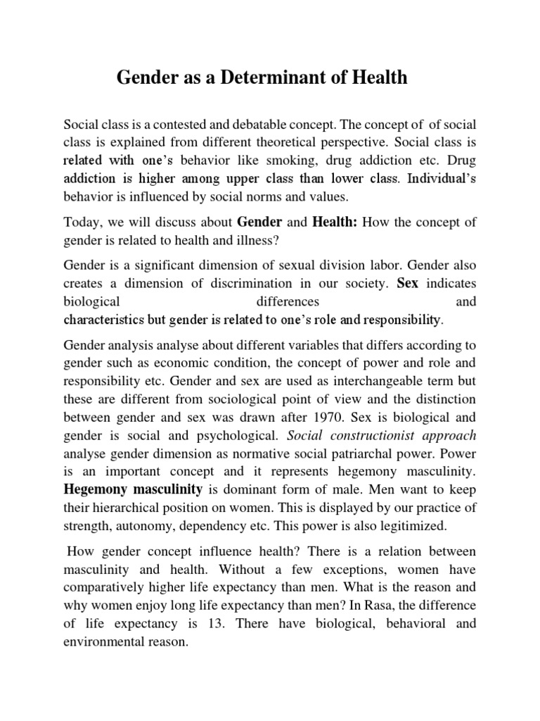 Gender's Impact on Health | PDF | Gender | Gender Studies