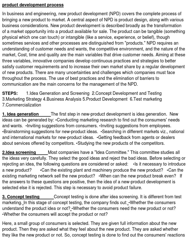 Product Development Process | PDF | New Product Development | Marketing