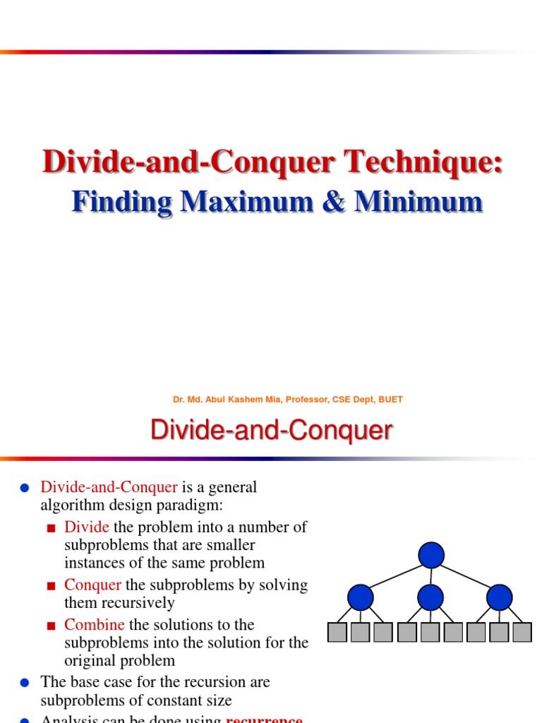 Divide-and-Conquer Technique:: Finding Maximum & Minimum | Download ...