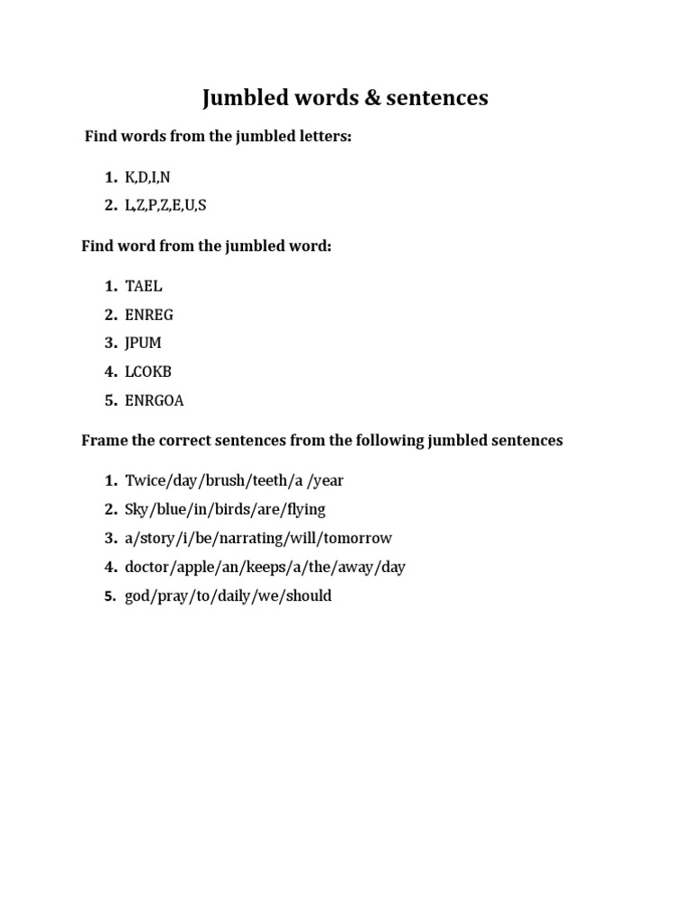 Jumbled Words | PDF