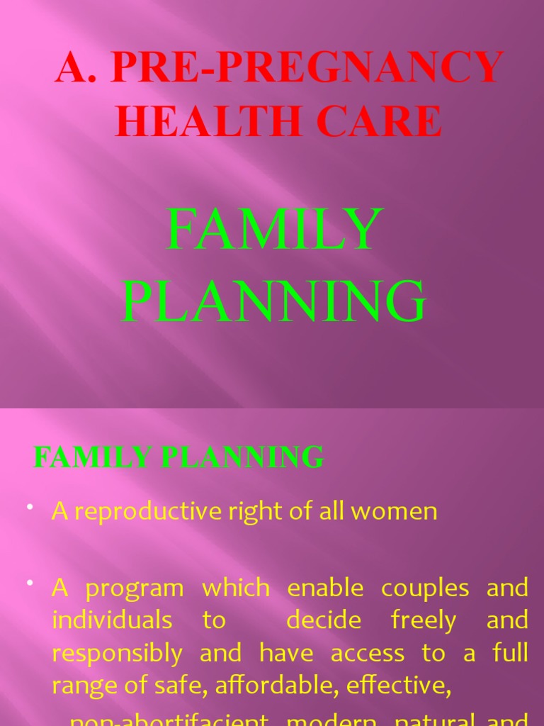 A. Pre-Pregnancy Health Care: Family Planning | Download Free PDF ...