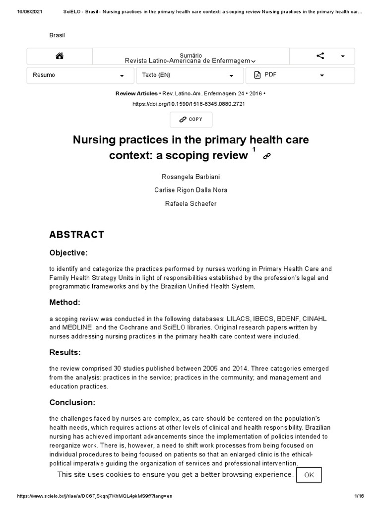 Nursing Practices in The Primary Health Care Context: A Scoping Review ...