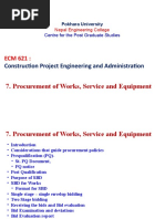 Procurement of Works, Service and Equipment: Construction Project Engineering and Administration