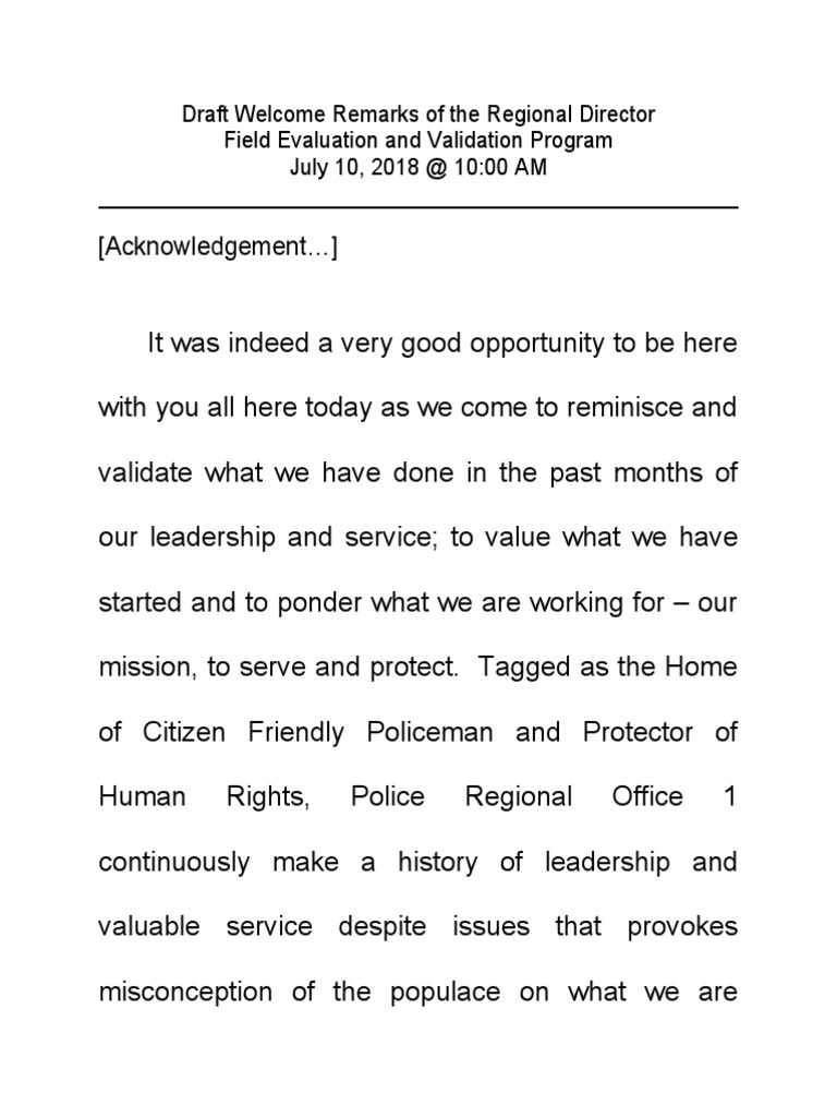 Draft Welcome Remarks Pdf