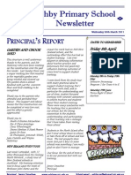 March 30, 2011 Ashby Primary School Newsletter