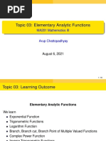 Topic 03: Elementary Analytic Functions: MA201 Mathematics III