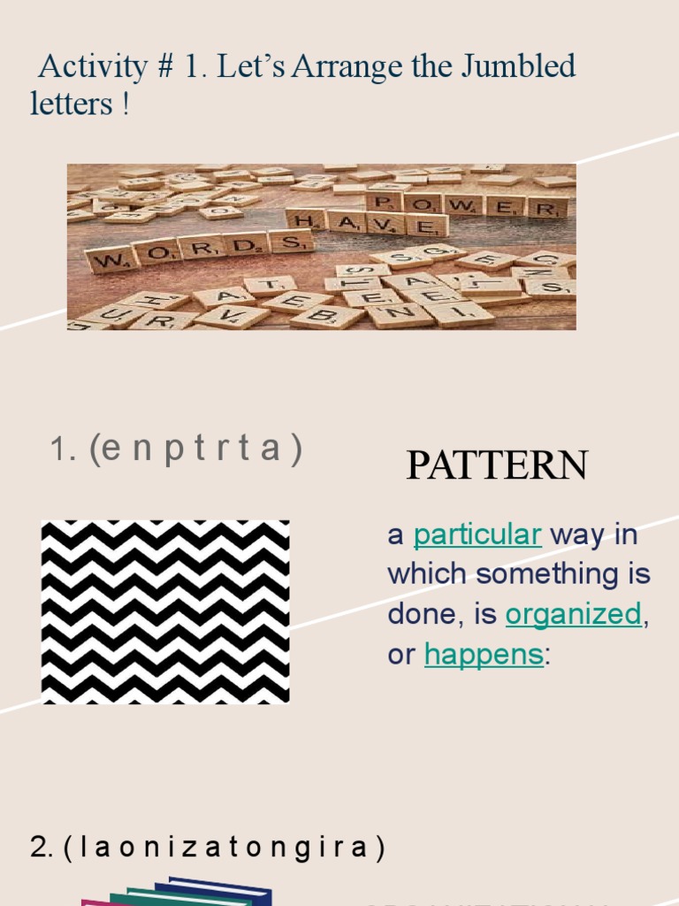 Activity # 1. Let's Arrange The Jumbled Letters ! | PDF | Electronic ...