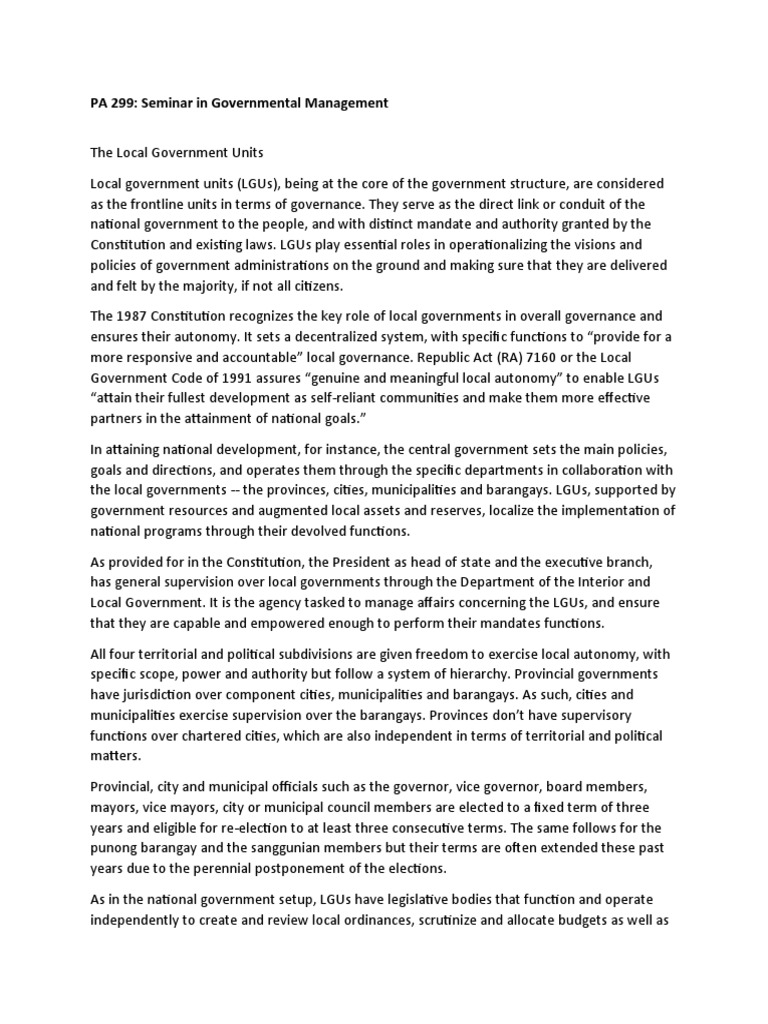 Understanding Local Government Units | PDF | Local Government | Mayor
