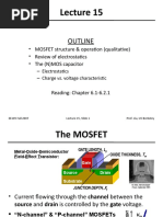 Outline: - MOSFET Structure & Operation (Qualitative) - Review of Electrostatics - The (N) MOS Capacitor