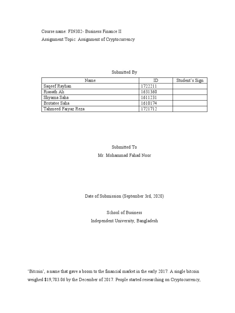 Cryptocurrency Essay | PDF | Cryptocurrency | Bitcoin