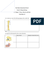 The Radius International School Grade X Human Biology CE - Chapter 7 Bones, Muscles and Joints Total Marks 20