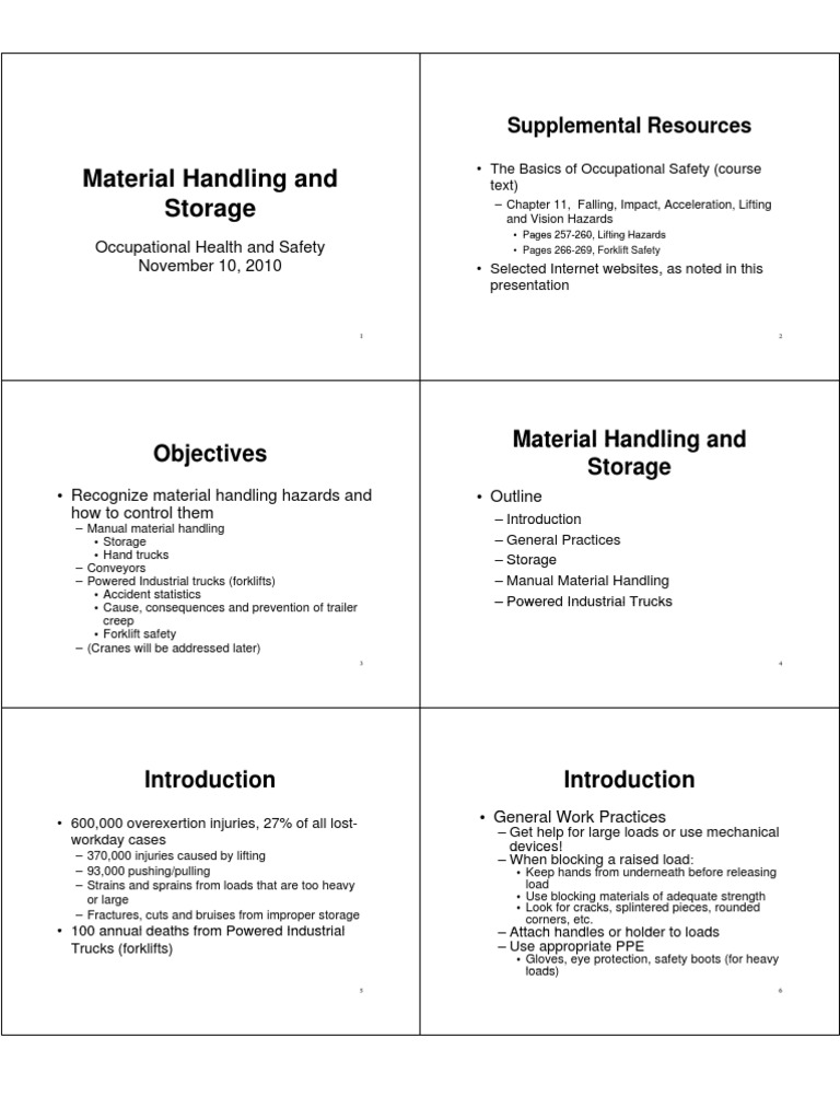 Objectives Material Handling and Material Handling and Storage PDF