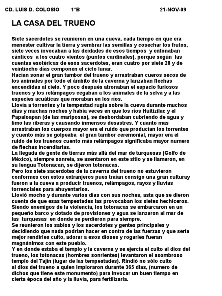 La Casa Del Trueno (Leyenda) PDF Naturaleza