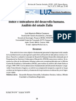 Indice e Indicadores Del Desarrollo Humano. Análisis Del Estado Zulia