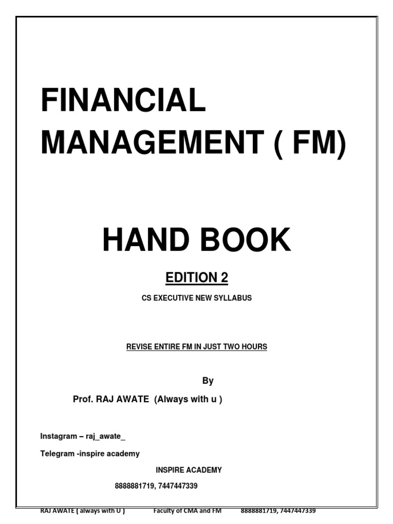 Financial Management Handbook Summary | PDF | Dividend | Cost Of Capital