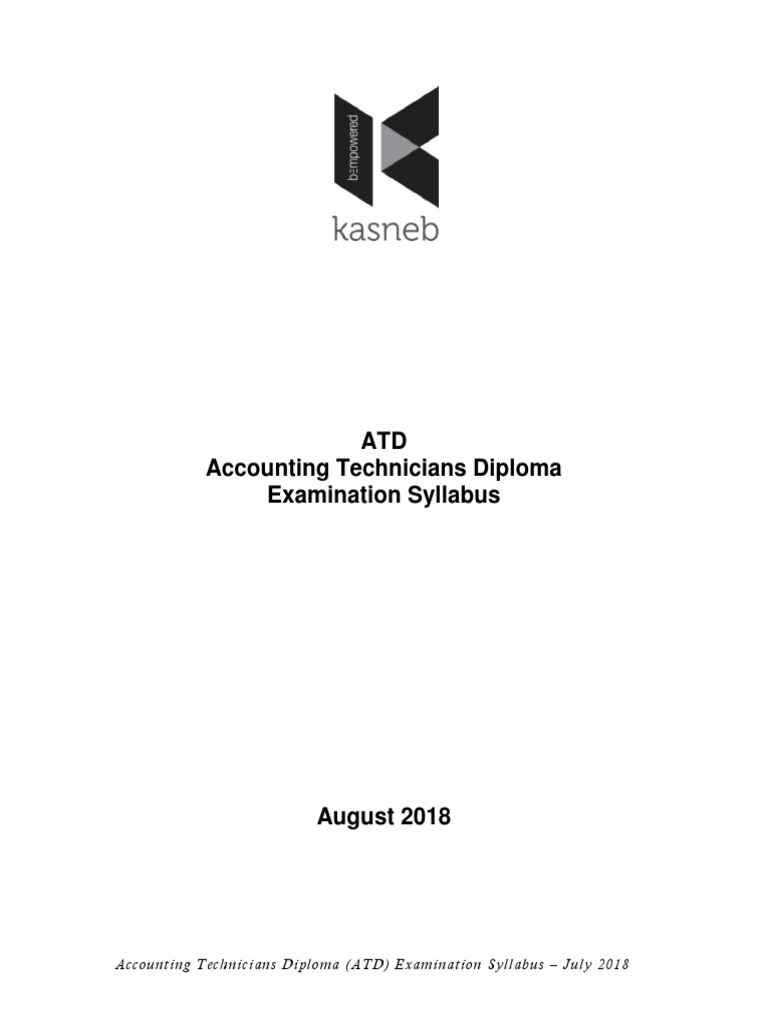 ATD Accounting Technicians Diploma Examination Syllabus PDF